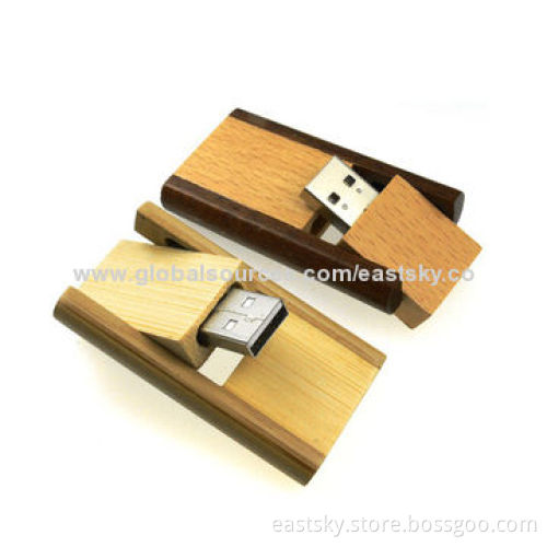 Twist Wood USB Flash Drive, Swivel Style Designed with 100% Genuine Capacity for Promotions